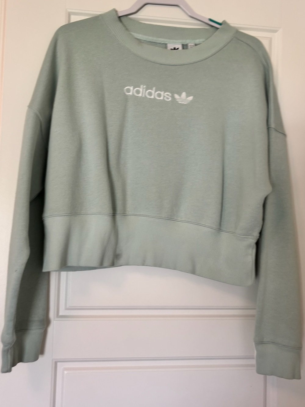 adidas Women's Mint Green Cropped Crew Sweatshirt